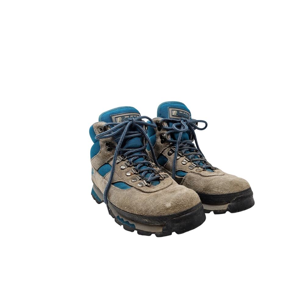 Raichle Hiking Boots Gray Teal Green Suede Women's Size 7.5